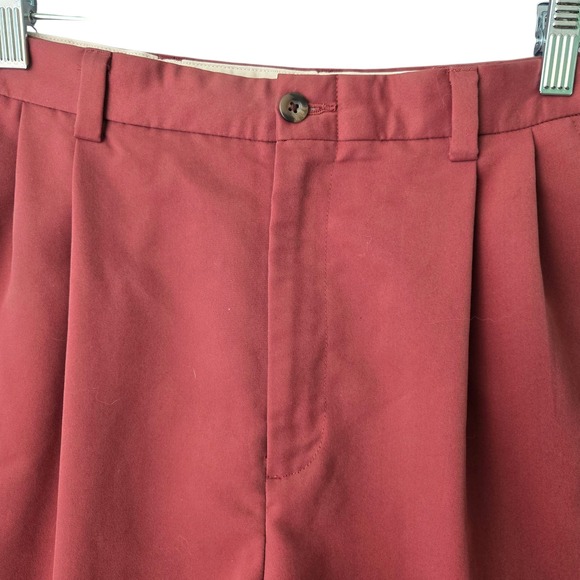 Haggar Generations Pleated Chino Shorts Men SZ 32 Rust Cotton Blend Relaxed Fit - Picture 5 of 11